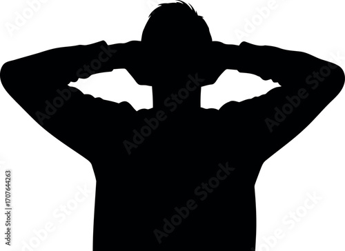 Vector art of silhouette of a person covering their ears, transparent background