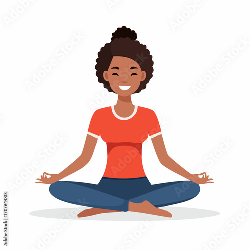 Person in Lotus Yoga Pose Vector Illustration