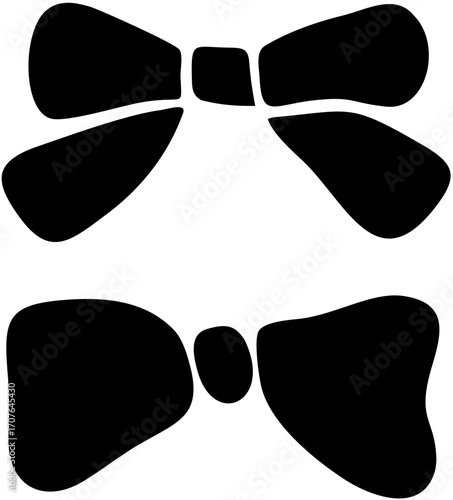 Vector illustration of a vintage set of black bow tie jacket