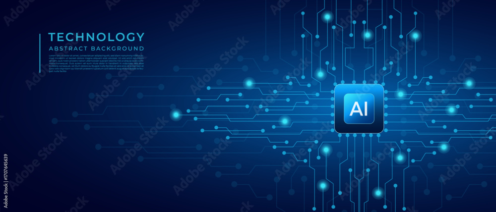 Obraz premium Technology Background for Artificial Intelligence with Abstract AI Chip CPU Processor and Futuristic Digital Circuit