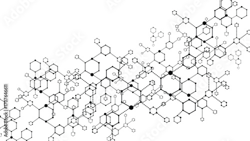 Molecular structure. Medicine researching, DNA or chemistry science. Biotechnology presentation template vector background