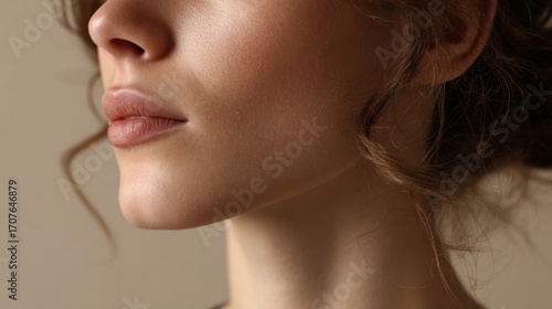 Wallpaper Mural Close-up view of a woman showcasing her natural beauty and soft features in a serene indoor setting during daytime Torontodigital.ca
