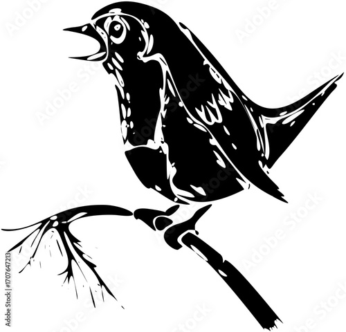 A dark fantasy vector illustration of a bird with wings flying 