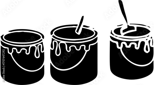 Vector illustration of various popular beverages in a plastic container, glass, or can, including coffee, juice, and soda, with a straw and ice