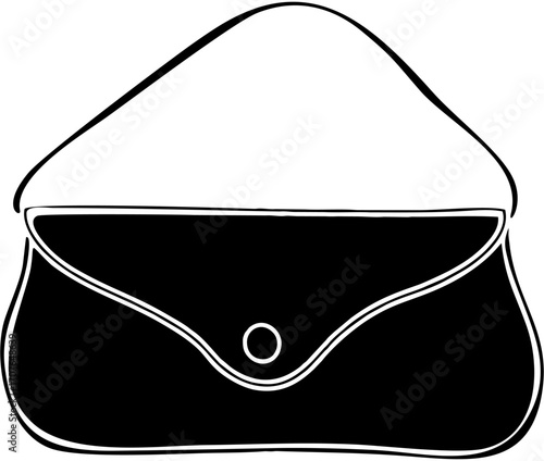 Vector hitam putih dari ilustrasi ikon tas kulit untuk desain simbol