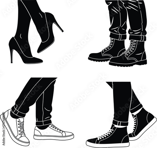 Diverse footwear styles representing individual expression and connection