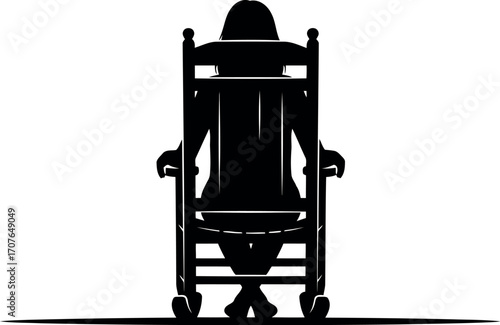Vector art of silhouette of a person sitting in a rocking chair, transparent background