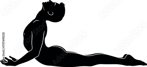 Vector art of silhouette of a woman in cobra pose, transparent background
