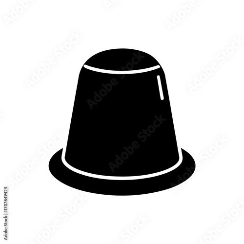 Illustration of a black sewing thimble tool on transparent background silhouette