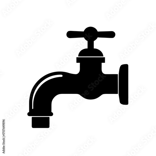 Illustration of a classic water faucet icon on transparent background silhouette