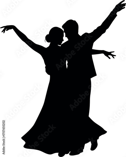Vector art of couple dancing romantically transparent background