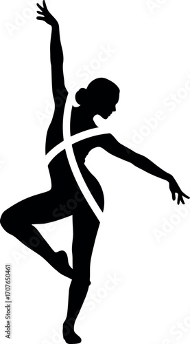 Vector art of silhouette of a female ballet dancer in a graceful pose transparent background