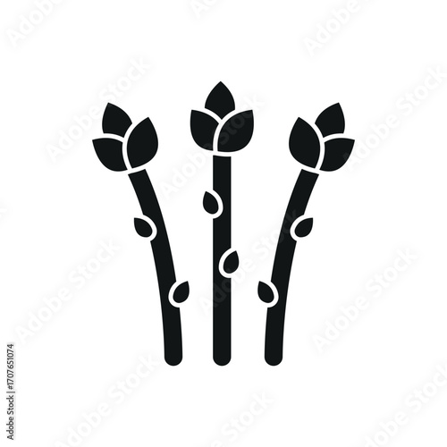 Asparagus icon in glyph for simple vegetable and organic content.