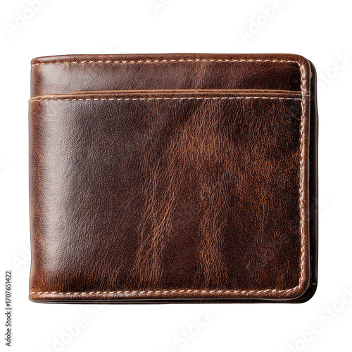 Brown leather wallet, top view