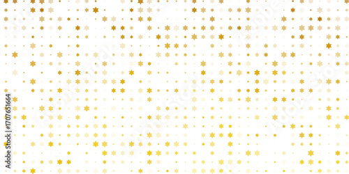 Gold falling down confetti background. Repeated golden dotted glitter pattern. Yellow, orange and golden dots wallpaper. Celebration Christmas, New Year or birthday party repeating backdrop. Vector