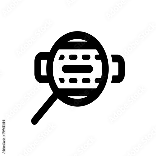Magnifying glass focusing on a grid pattern with horizontal and vertical lines in black and white design