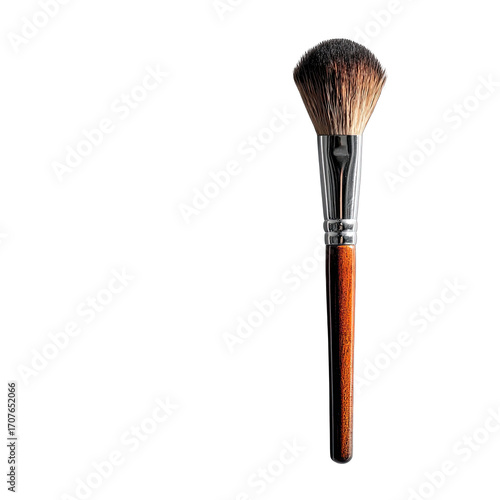 Makeup brush,  brown handle,  fluffy head