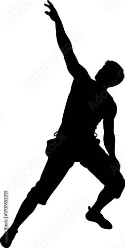 Vector art of silhouette of a man climbing, transparent background