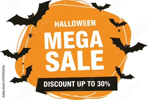 Spooky Halloween mega sale with bats and discount offer
