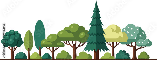 Trees and bushes forming a vibrant forest landscape