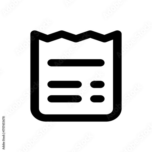 Illustration of a stylized receipt with a jagged top edge and horizontal lines representing text entries