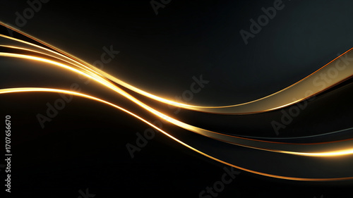 Dark elegant gradient background with golden light streaks