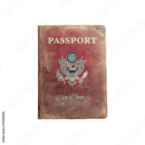 Vintage Worn US Passport - Travel and Immigration Symbol