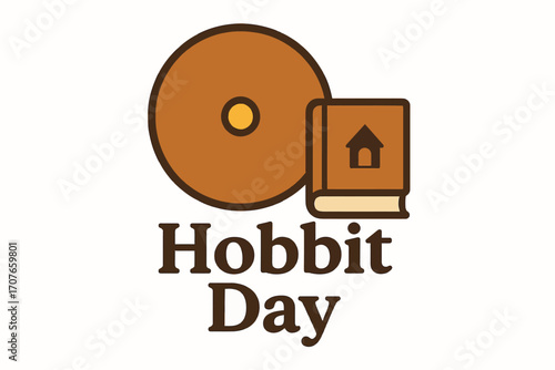 Hobbit Day Flat Vector Illustration with Fantasy Icons


