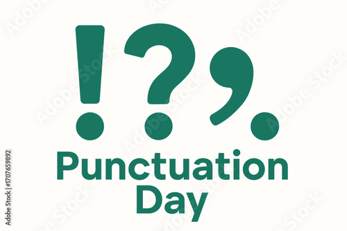 Punctuation Day Flat Vector Illustration with Grammar Icons