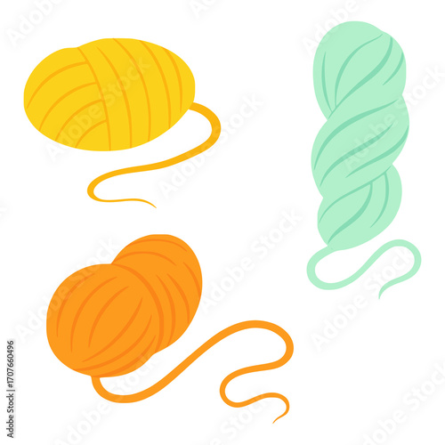 colorful yarn ball knitting flat color vector illustration template design
