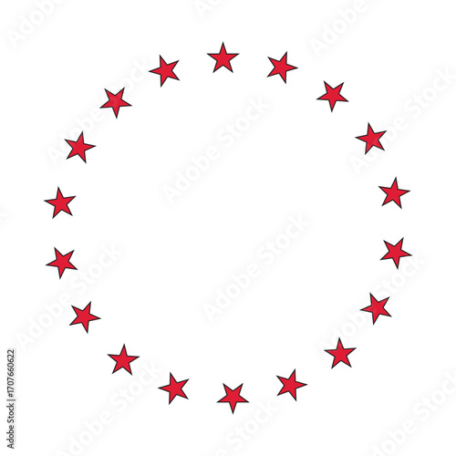 red star in circle icon on white background. flat style. red star in circle icon for your web site design, logo, app, UI. set of star circle symbol. red color wheel sign. 