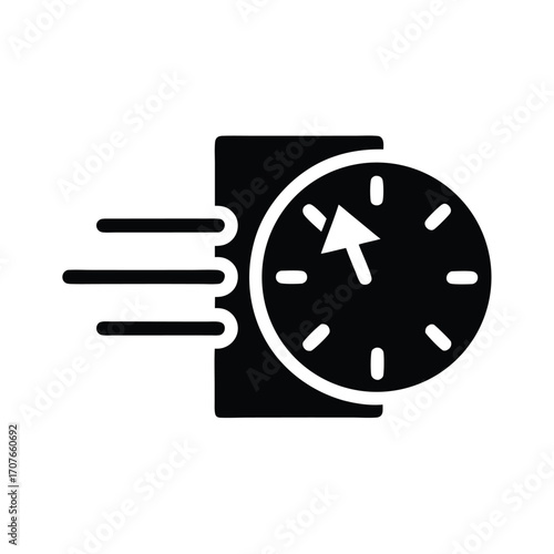 Fast delivery icon showcases speedy shipment with clock indicating efficient service clearly