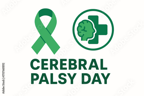 World Cerebral Palsy Day Flat Vector Illustration with Awareness Icons