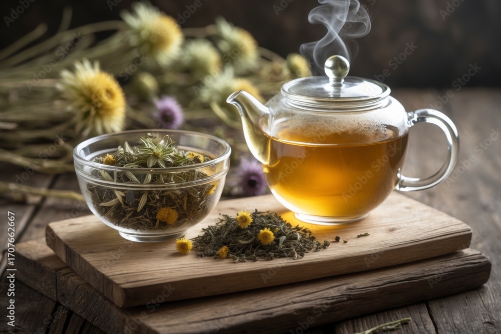 Fototapeta premium Herbal Tea with Dried Blossoms