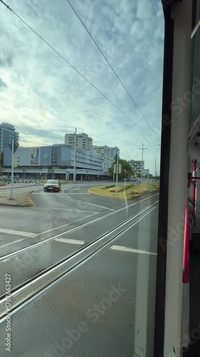 View of the city from a moving tram