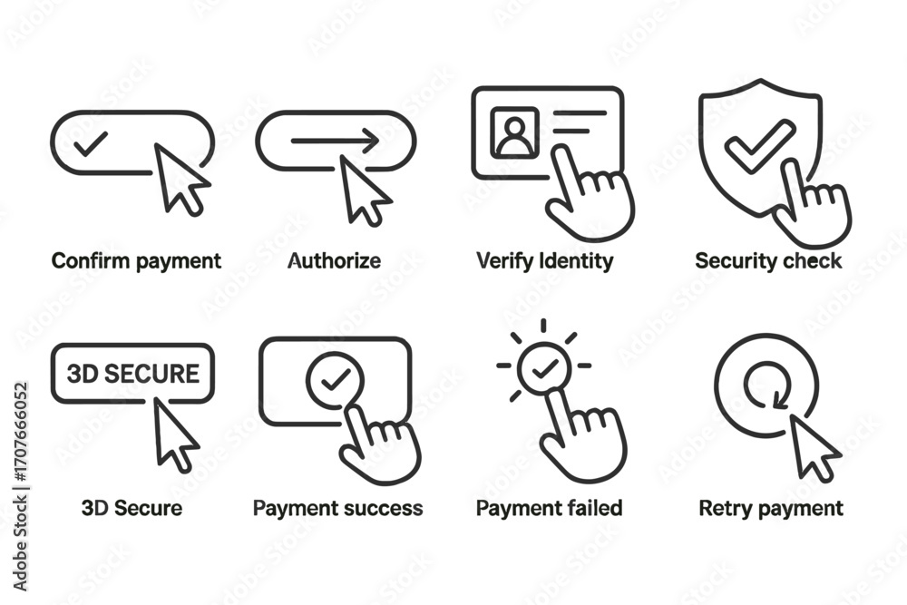 Fototapeta premium Set of security icons for payment and identity verification