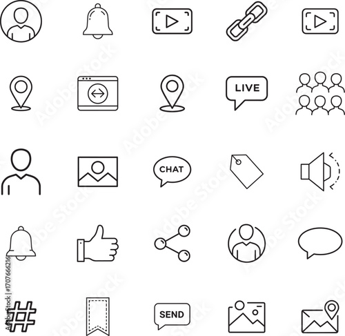 Social Media and Digital Marketing Vector Icon Set