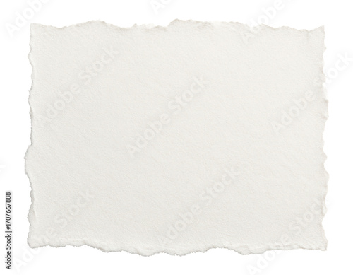 Torn piece of white paper with uneven edges