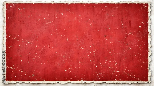 Textured red paper with faded white speckles and torn edges