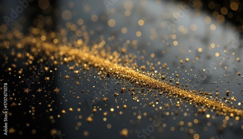 Golden Dust  Light Fleetingly Reflecting on Minute Gold on Black Mirror