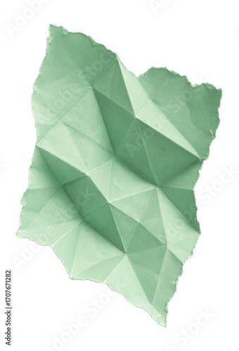 Torn piece of mint green origami paper