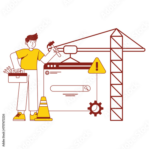 Website Under Construction and Development Process Illustration