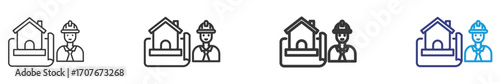 Architect Set Illustration with Outline Style Variation Vectors