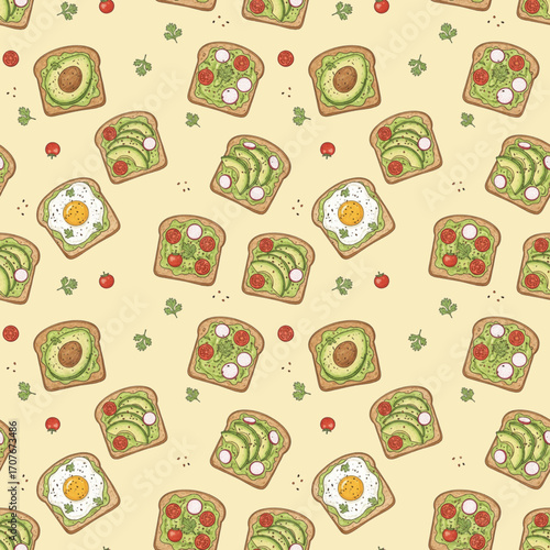 seamless pattern with avocado toast