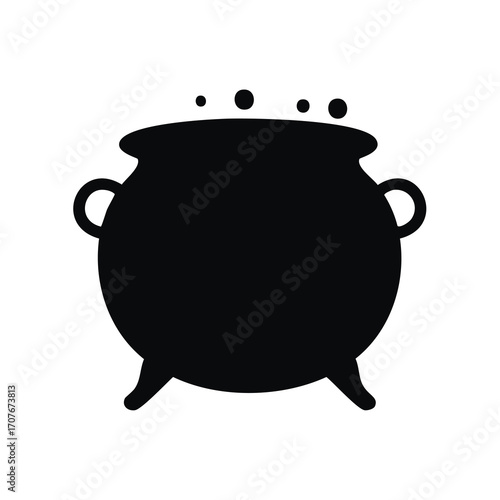 Black silhouette of a bubbling cauldron kettle boiling