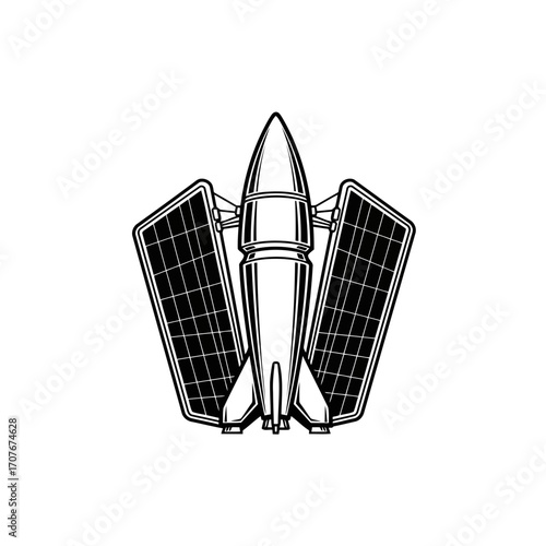 Space economy rocket with solar panels vector illustration scalable eps icon for commercial use vector