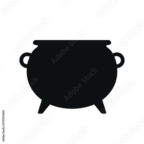 Black silhouette of a cauldron with loop handles Keywords: cauldron, pot, kettle, witch, magic