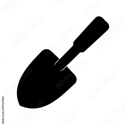 Simple Black Shovel Icon for Gardening and Outdoor Activities Representation