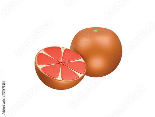 grapefruit icon 3d illustration render