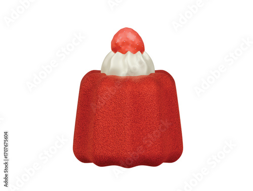 strawberry pudding icon 3d illustration render